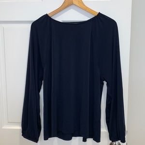 Blue Scoop Neckline Blouse
